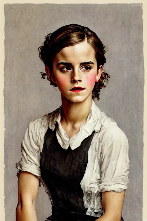 Image similar to Emma Watson portrait by Norman Rockwell