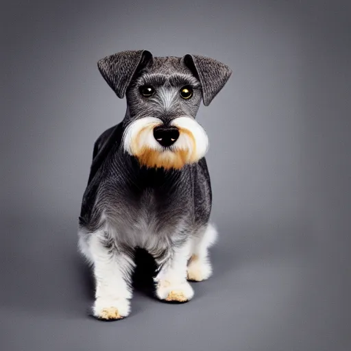 Image similar to a feline schnauzer - cat - hybrid, animal photography