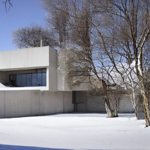 Image similar to brutalist modern house in winter