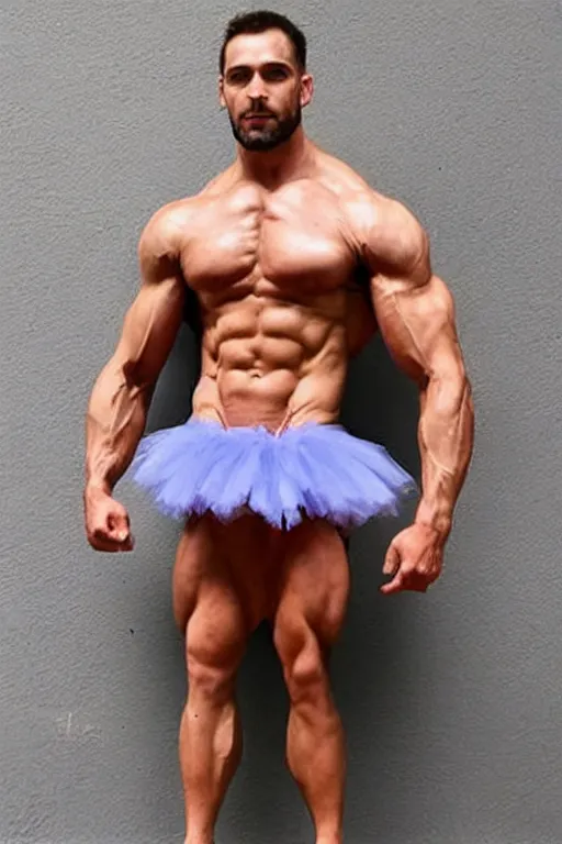 Prompt: A muscular man wearing a tutu.