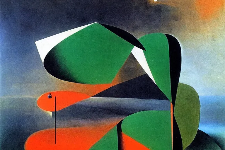 Image similar to born under a bad sign, good luck and trouble are my only friends, colors orange, white!!, dark green, dark blue, surreal abstract painting by salvador dali