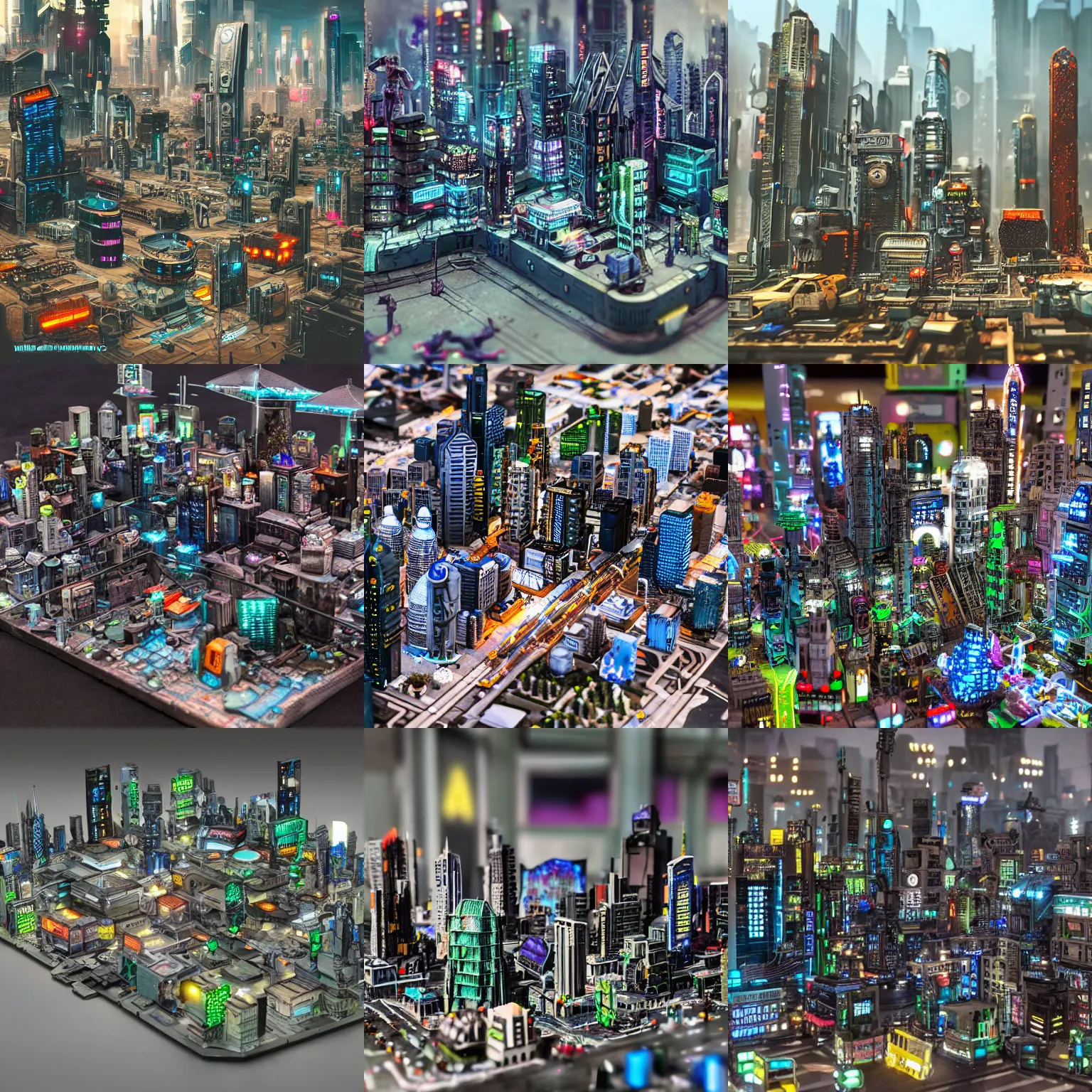 Prompt: miniature cyberpunk city