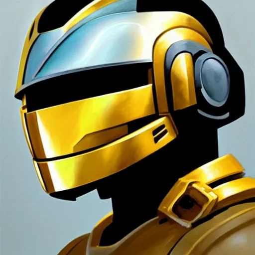 Image similar to greg manchess portrait painting of armored daft punk as overwatch character, medium shot, asymmetrical, profile picture, organic painting, sunny day, matte painting, bold shapes, hard edges, street art, trending on artstation, by huang guangjian and gil elvgren and sachin teng