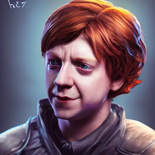 Image similar to An epic fantasy comic book style portrait painting of Rupert Grint, unreal 5, DAZ, hyperrealistic, octane render, cosplay, RPG portrait, dynamic lighting