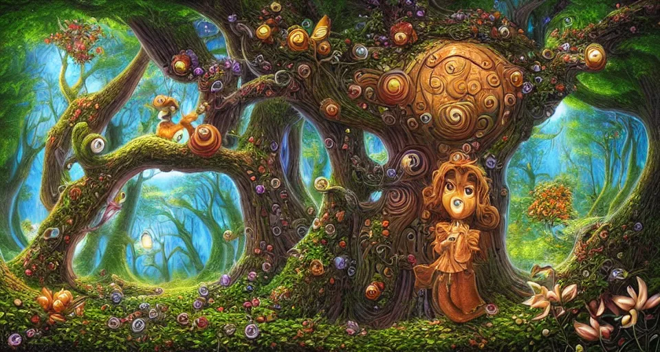 Image similar to Enchanted and magic forest, by Naoto Hattori