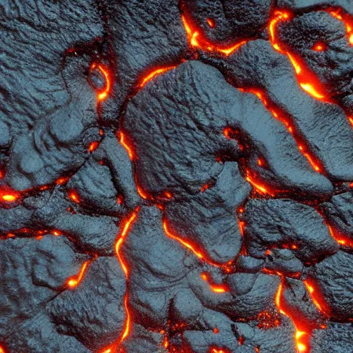 Image similar to close up of the crusty surface of lava, with the lava glowing from underneath, 8k, octane render, ultra realistic, trending on artstation,
