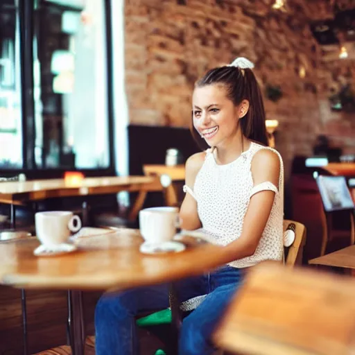 Prompt: beautiful girlfriend in a coffee shop