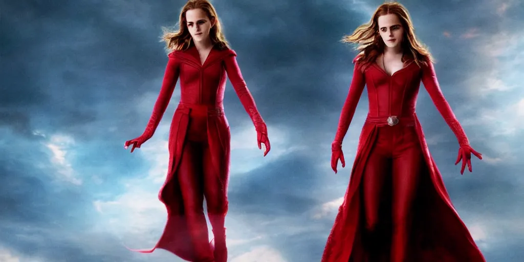 Prompt: photorealistic art of Emma Watson as Scarlet Witch, dynamic lighting, space atmosphere, hyperrealism, stunning visuals