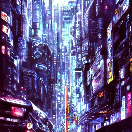 Prompt: futuristic cyberpunk bladerunner by yoshitaka amano