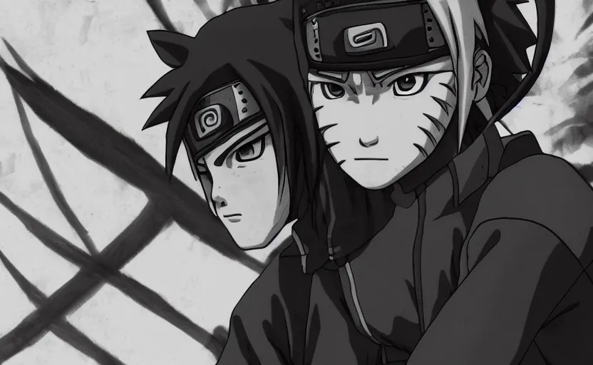 Pencil drawing of Naruto and Sasuke, Stable Diffusion