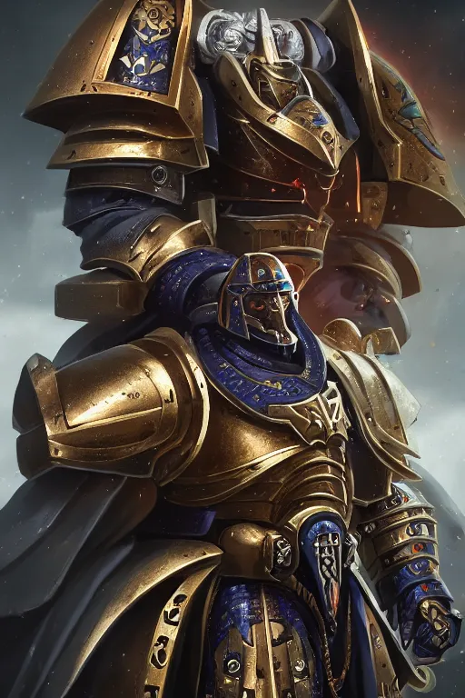 Image similar to armor portrait heros warhammer 4 0 k horus heresy fanart - the primarchs emperor by johannes helgeson animated with vfx concept artist & illustrator global illumination ray tracing hdr fanart arstation zbrush central hardmesh 8 k octane renderer comics stylized