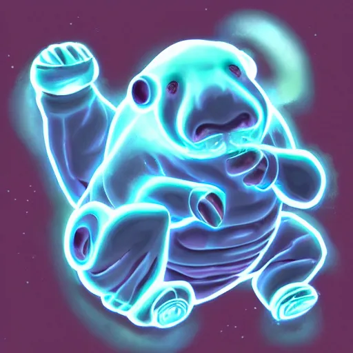 Prompt: tardigrade, glowing, anime art style