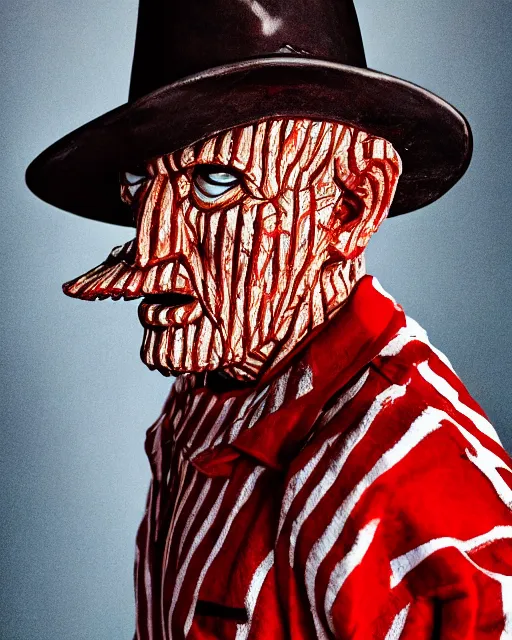 Prompt: portrait of Freddy Krueger for the cover of GQ, dslr photograph