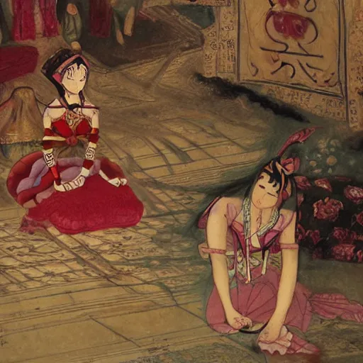 Prompt: madoka magica, 19th century orientalist painting