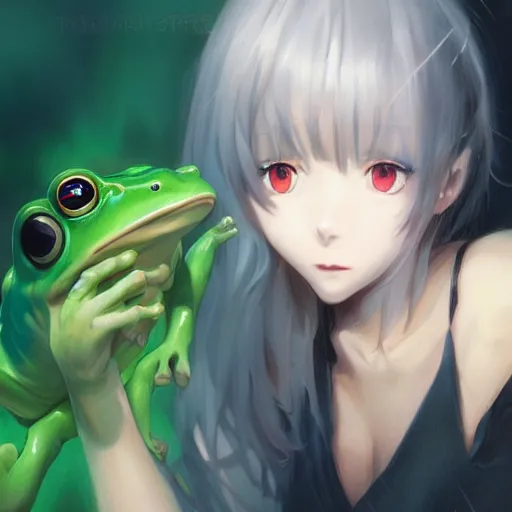 Image similar to An anime portrait of a frog, by Stanley Artgerm Lau, WLOP, Rossdraws, James Jean, Andrei Riabovitchev, Marc Simonetti, and Sakimichan, tranding on artstation