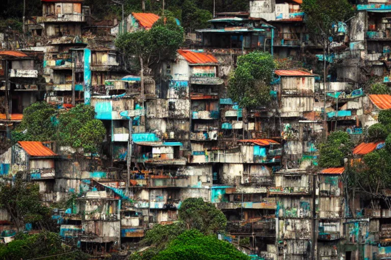 Image similar to favela fungal beehive, diseased environment, industrial factory, cheerful, award winning art, epic dreamlike fantasy landscape, ultra realistic,