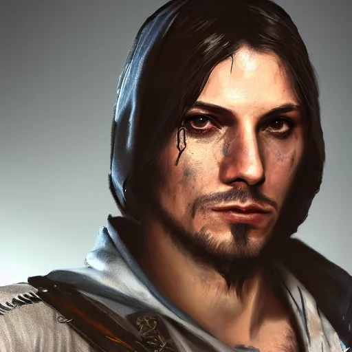 Prompt: a digital art close up portrait of clockpunk assassin concept art from assassin's creed, handsome young man assassins creed character sheet, 4 k, ultra detail, volumetric lighting, unreal engine, octane render, assassins creed syndicate