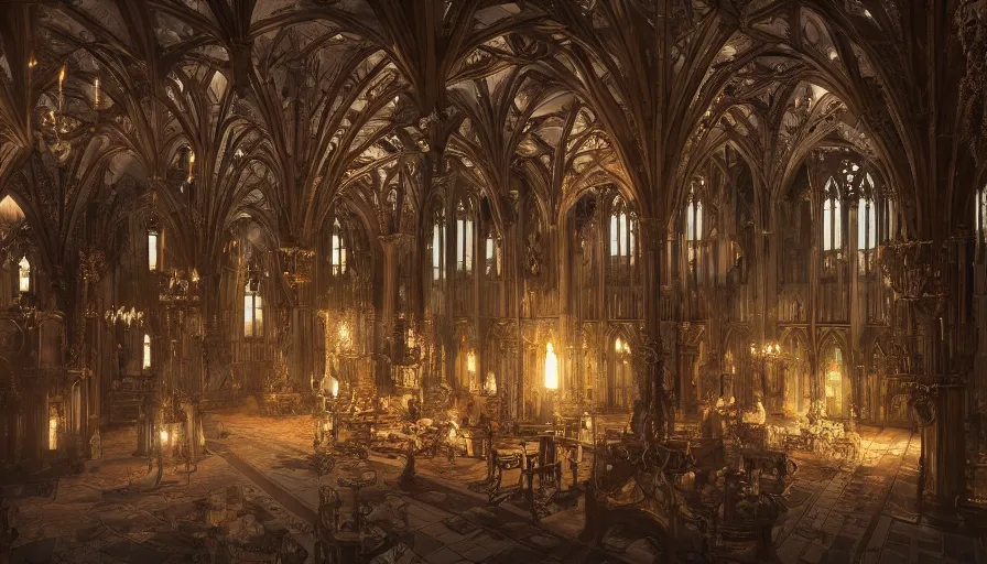 Prompt: wonderful Neo-Gothic castle where a social party takes place, hyperdetailed, artstation, cgsociety, 8k