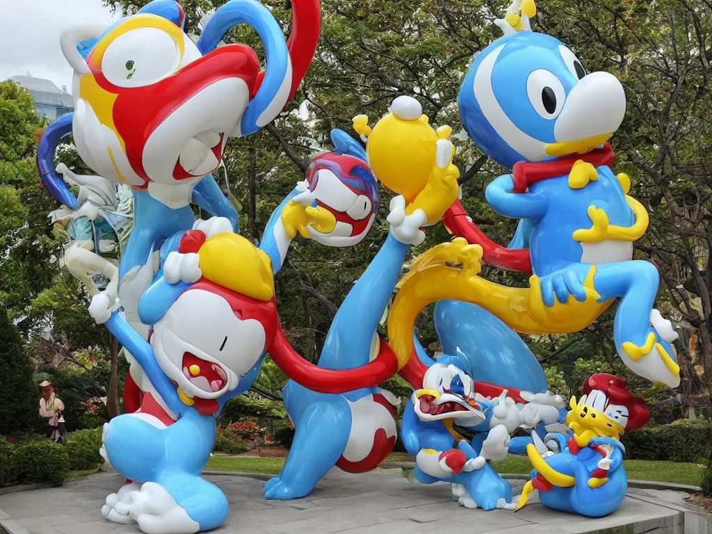 Image similar to Jeff Koon’s Doraemon Dorami Fractal Dragon statue, painted by Hajime Soryama