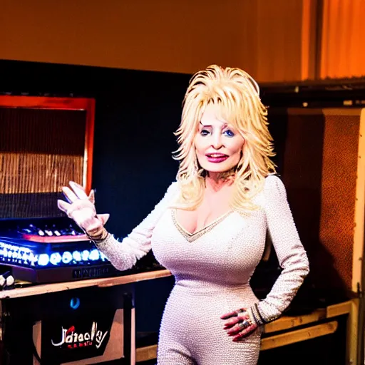 Prompt: dolly parton on the dj decks - n 9