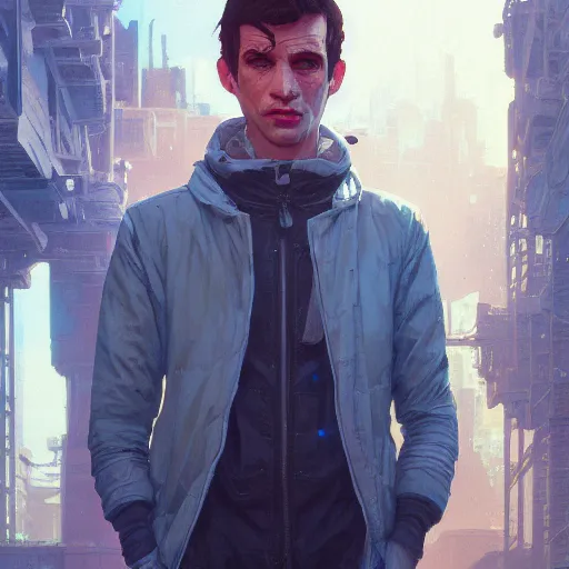 Image similar to highly detailed portrait, young man 🤖, in gta v, stephen bliss, unreal engine, fantasy art by greg rutkowski, loish, rhads, ferdinand knab, makoto shinkai and lois van baarle, ilya kuvshinov, rossdraws, tom bagshaw, global illumination, radiant light, detailed and intricate environment