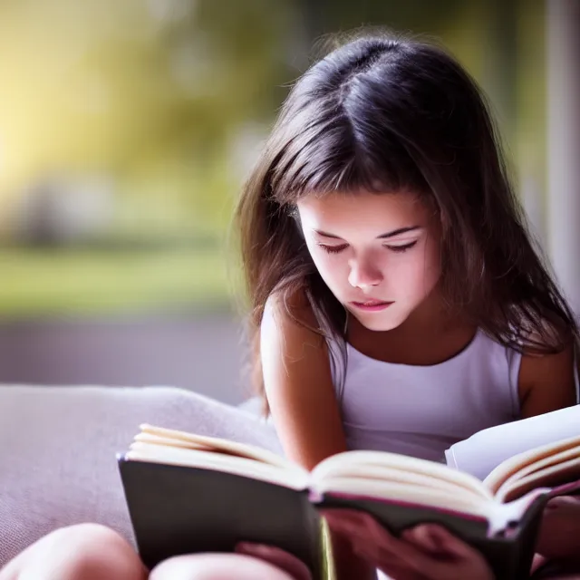 Image similar to photo of a girl reading a book, highly detailed, 4 k, hdr, smooth, sharp focus, high resolution, award - winning photo