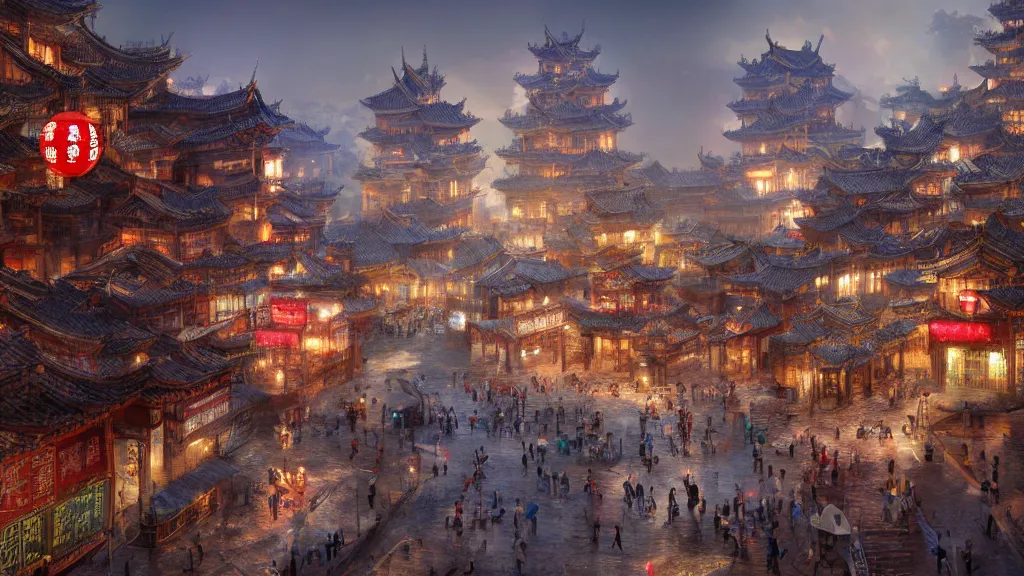 Image similar to old chinese city, fantasy artwork, very very very beautiful scenery, hd, hdr, ue5, ue6, unreal engine 5, cinematic 4k wallpaper, 8k, ultra detailed, high resolution, artstation, award winning