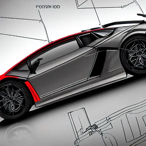 Prompt: Wireframe Lamborghini