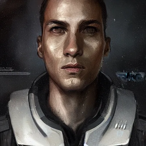 Image similar to portrait of a man by greg rutkowski, a soldier of the galactic federation wearing a gray and black tactical gear, star wars expanded universe, highly detailed portrait, digital painting, artstation, concept art, smooth, sharp foccus ilustration, artstation hq