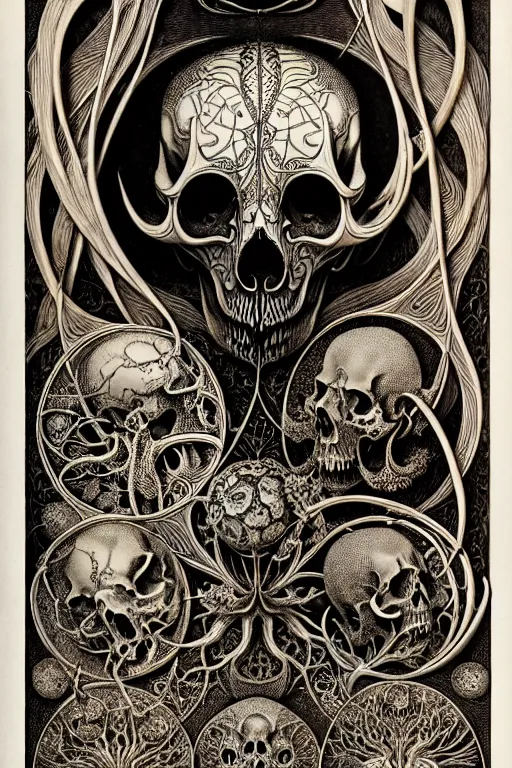 Image similar to art forms of nature by ernst haeckel, memento mori by arthur rackham, ornate antique porcelain beautiful skull mask, ultrasharp, photorealistic, hyperdetailed, octane render, polished, art nouveau, neo - gothic, gothic, intricate ornamental organic filigree, art nouveau botanicals, art forms of nature by ernst haeckel, horizontal symmetry, symbolist, visionary