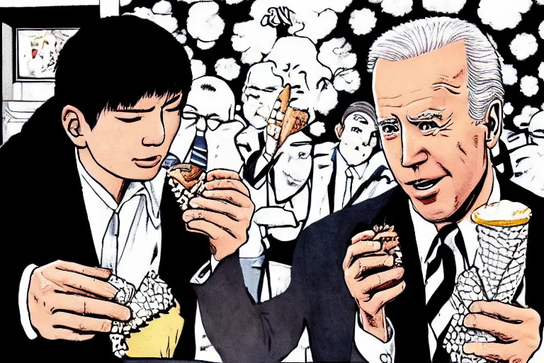 Prompt: joe Biden eating ice cream, Junji Ito