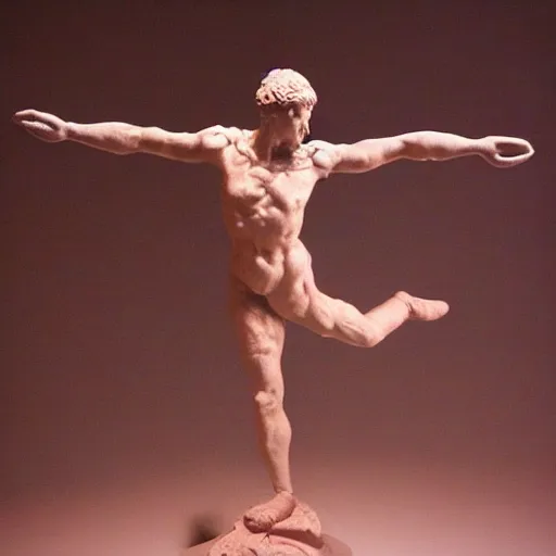 Prompt: a dancer made of wet clay, motion blur, cinematic light, made by michelangelo,