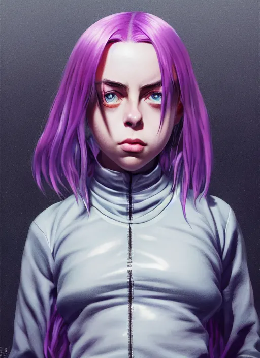 Image similar to billie eilish in one punch man, babe, naturel, glossy reflections, hyper detailed, digital art, trending in artstation, cinematic lighting, studio quality, smooth render, unreal engine 5 rendered, octane rendered, art style by klimt and nixeu and ian sprigger and wlop and krenz cushart.