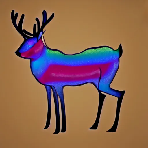 Image similar to Reindeer made out of shadows, rainbow, fursona, furry, back, male furry anthro,