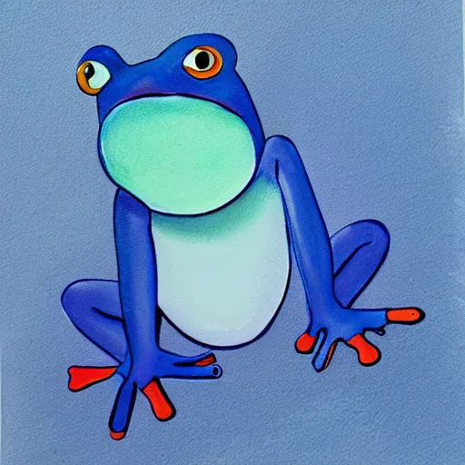 Prompt: a blue frog