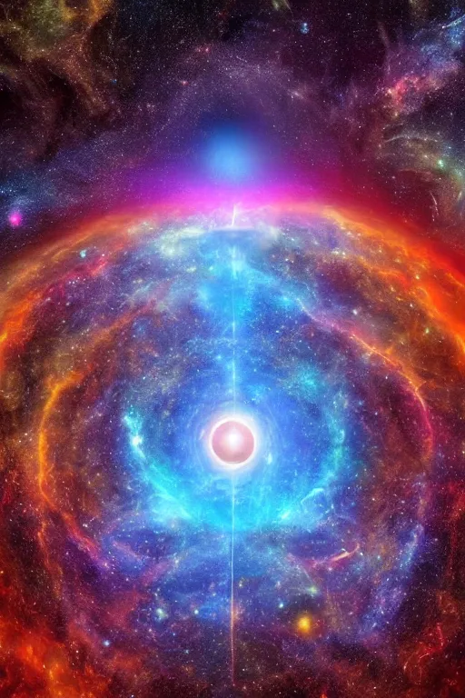 Image similar to a human being consumed by universe energy, quantum entanglement between universe and soul, all matter of the universe colliding into one soul and cosmos.