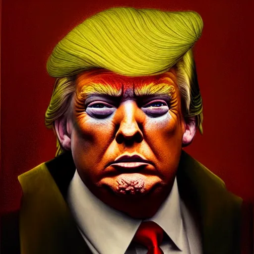 Image similar to portrait of donald j. trump as a zombie looking at camera, 7 days to die zombie, fine art, soft light from the side, award winning, subtle earthy tones, intricate, elegant, sharp focus, cinematic lighting, digital painting, 8 k concept art, art by michael hussar, art by brom, art by z. w. gu, 8 k