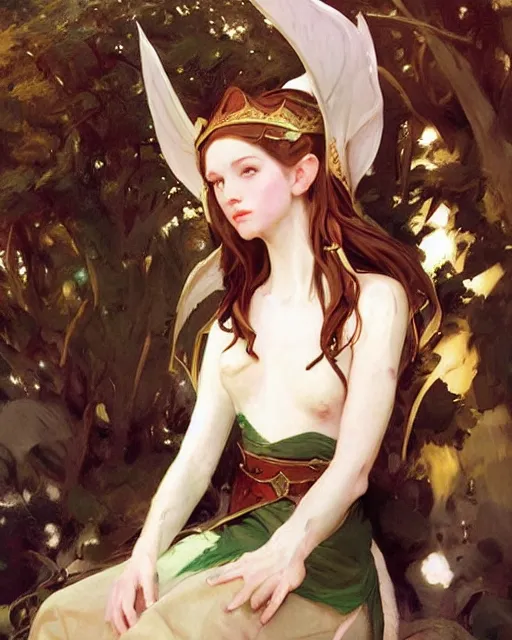 Image similar to a beautiful elf princess by John Singer Sargent and Ross Tran and Michael Whelan