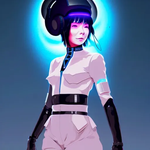 Image similar to a beautiful! bjork model, wearing futuristic cyber leather with articulate! glowing colored led lights, jrpg aztec street fashion, gapmoe yandere grimdark, trending on pixiv fanbox, painted by greg rutkowski makoto shinkai takashi takeuchi studio ghibli, akihiko yoshida