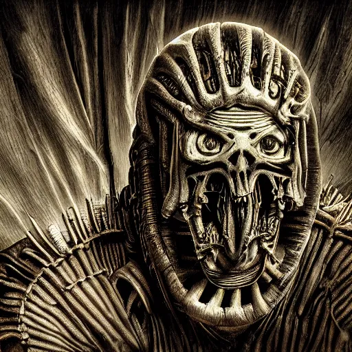 Image similar to a photograph of leornado da vinci, in the style of h. r. giger