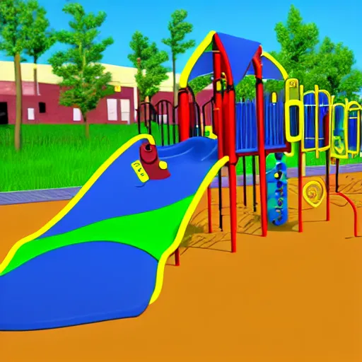 Image similar to A playground, in the style of Spongebob Squarepants animation