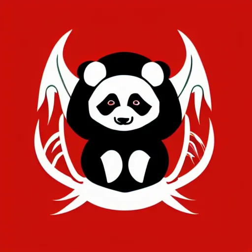 Image similar to vector art of panda with welsh dragon wings and tail, intercrossed, chimera, welsh flag, adobe illustrator