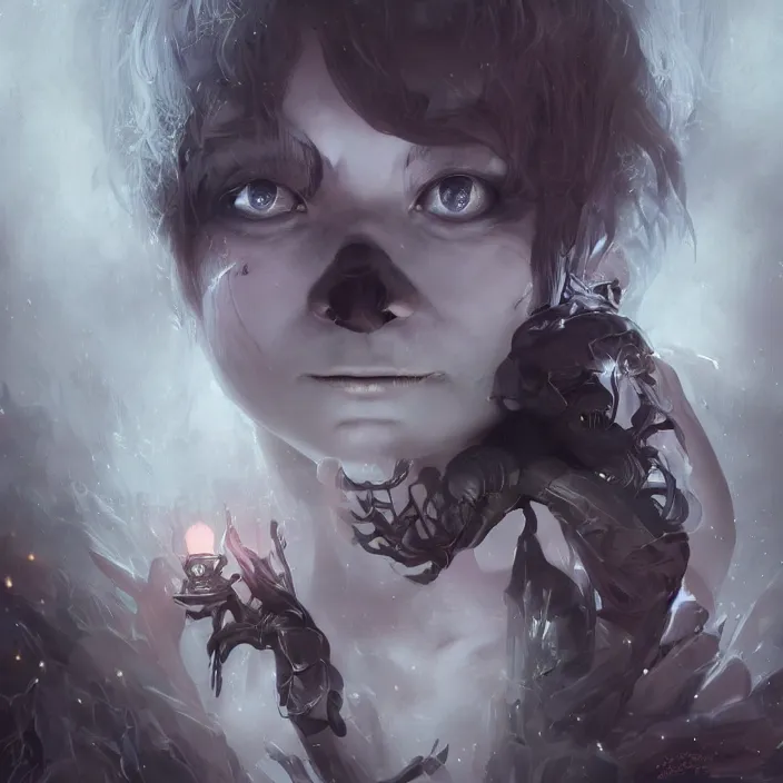 Image similar to demonic bjork, ominous, smiling, phantasmagoric, by tom bagshaw and ilya kuvshinov, rtx rendering, octane render 1 2 8 k, maya, extreme high intricate details by wlop, digital anime art by ross tran, medium shot, composition by sana takeda, dramatic lighting by greg rutkowski