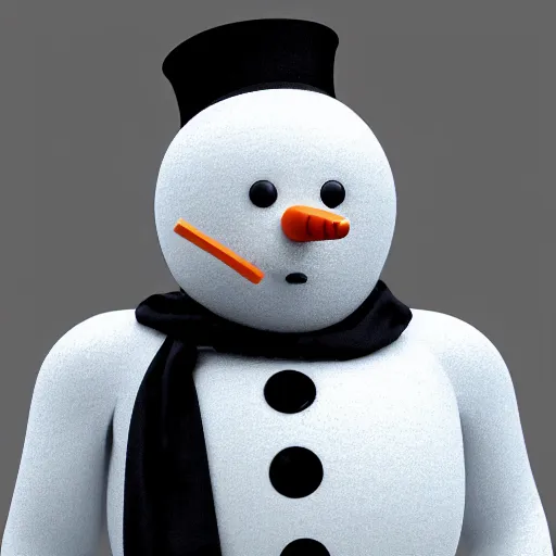 Prompt: a highly detailed humanoid snowman in business suit with black eyes and mouth, no nose, hyperrealism, professional, octane render, digital art