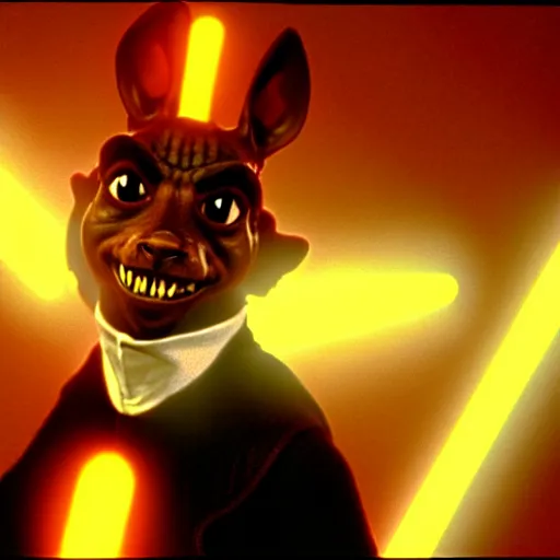 Prompt: mr. bean as jarjar binks from star wars. movie still. cinematic lighting.