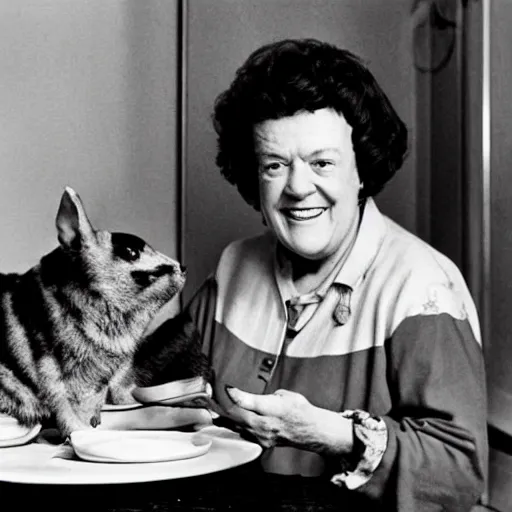 Prompt: photo of julia child as a calico critters