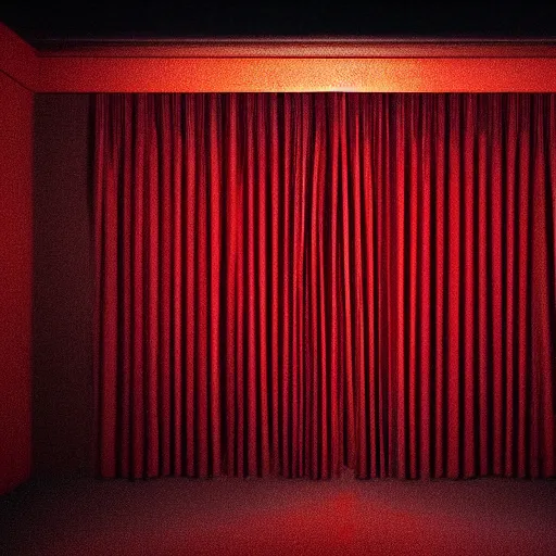 Image similar to the black lodge from Twin Peaks (1990), eerie surreal lynchian nightmare, red curtains, ominous, horror, 4k, art, trending on artstation, sharp focus