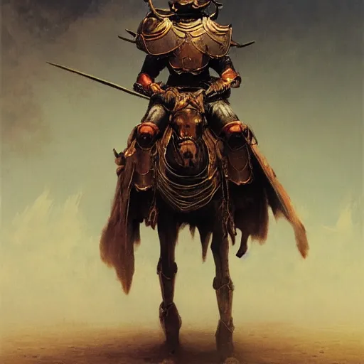 Image similar to winged hussar in ancient armor, beksinski, ruan jia, dark soul concept art, wide shot, wide angle, trending on artstation