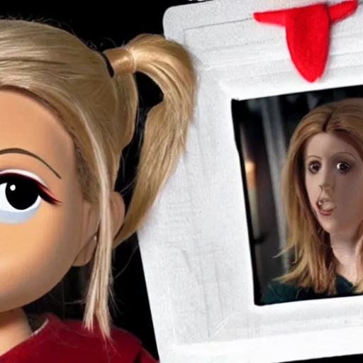 Prompt: Buffy the vampire slayer as a muppet