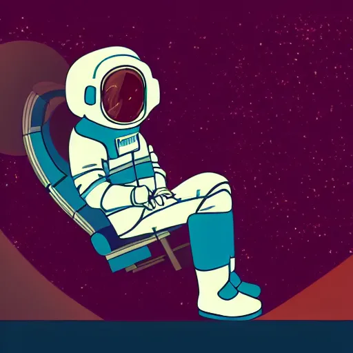 Image similar to an astronaut relaxing in space, manga character, anime, vector art, glitchcore, studio ghibli,